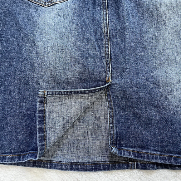 Route 66 Skirt Womens Size 12 Jean Denim Stretch 5 Pocket Vent Blue Casual - Picture 5 of 5